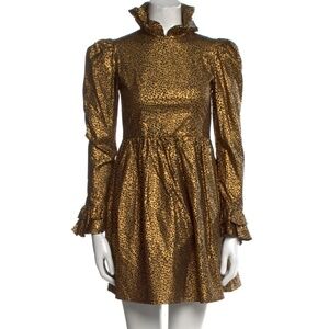 Batsheva High Mock Neck Ruffle Prairie Mini Dress